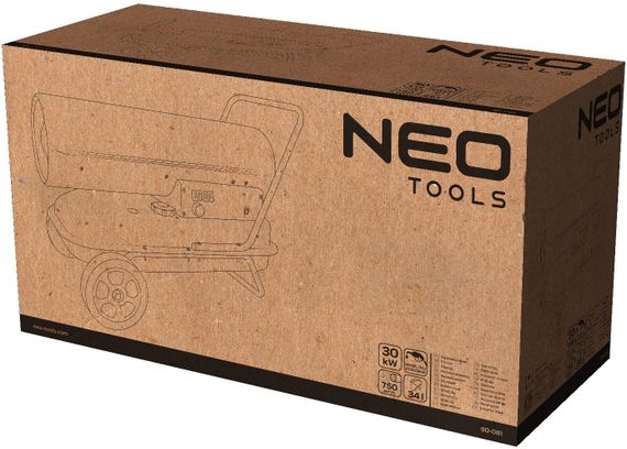 Теплова гармата Neo Tools 30 кВт, площа обігріву 300 кв.м., підлоговий, чорний (90-081) | Зображення 1