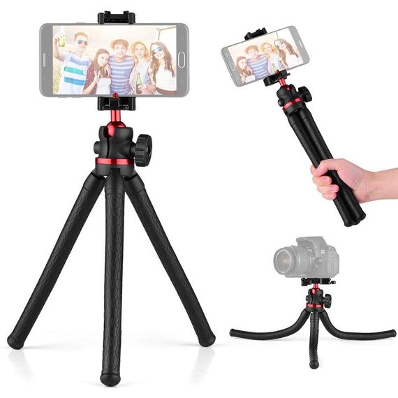 Гнучкий штатив тринога для телефону та камери, 28 см / Міні штатив восьминіг / Трипод з тримачем для смартфона