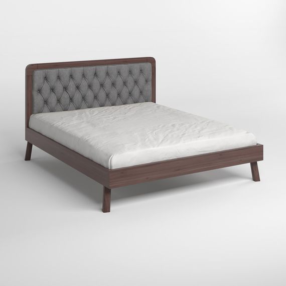 Односпальне дерев'яне ліжко Mebigrand Токіо Горіх темний/Аляска 93 (Сірий) 90х200 см (MBG-11140) | Зображення 1