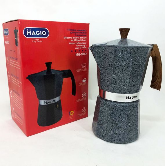 Гейзерная кофеварка для индукции Magio MG-1012, Гейзерная кофеварка из нержавейки, Кофеварка EY-809 для дома | Зображення 1