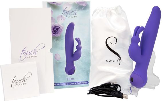 Вібратор-кролик Touch by SWAN Duo Purple — сенсорне управління, ротація та глибока вібрація | Зображення 5