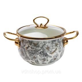 Емальована каструля об'ємом 2 літри для газових, електричних та індукційних плит HP-2-105