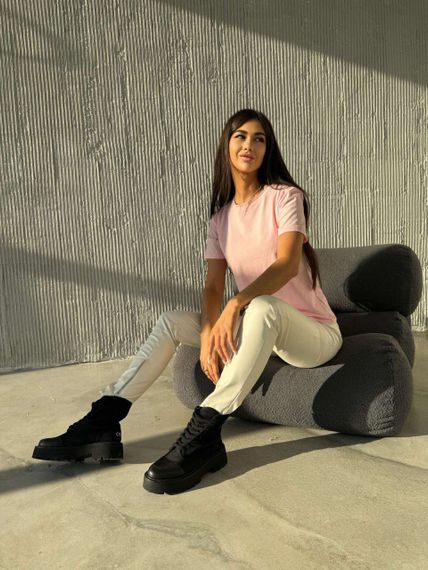 Женская летняя классическая футболка KV3333 цвет розовый, размер 42/46 onesize