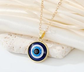 Кулон подвеска от сглаза, амулет турецкий глаз, синее око Фатимы – Gold/Dark Blue