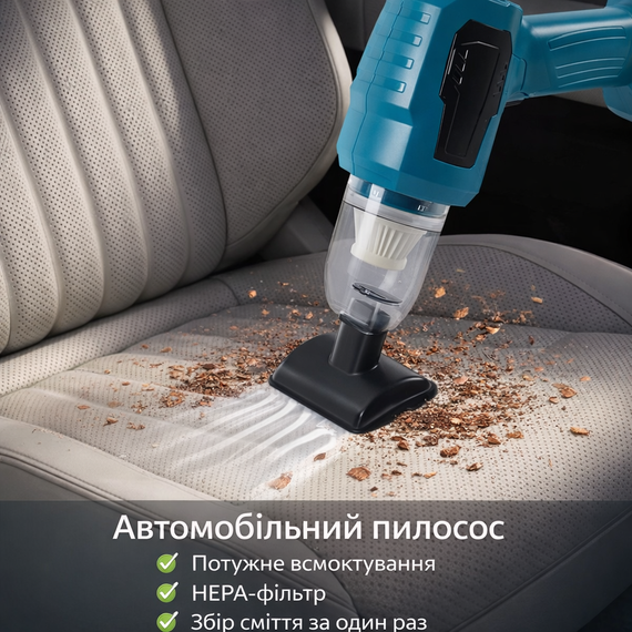 Автомобильный портативный беспроводной пылесос ПРОФИ‑2 AND‑292 — аккумуляторный компактный автомобильный пылесос для сухой уборки | Зображення 4