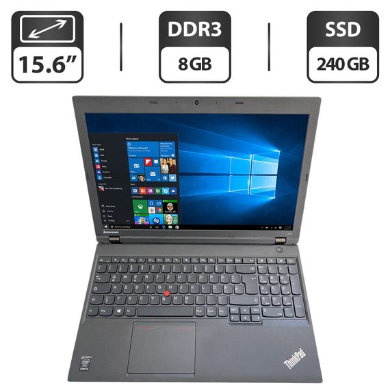 Ноутбук Lenovo ThinkPad L540 / 15.6" (1366x768) TN / Intel Core i5-4300M (2 (4) ядра по 2.6 - 3.3 GHz) / 8 GB DDR3 / 240 GB SSD / Intel HD Graphics 4600 / WebCam б/у