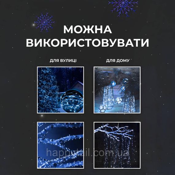 Гірлянда роса на пульті 100 метрів на 1000 led світлодіодів крапля на білому дроті синя 1000L100MWBL | Зображення 3