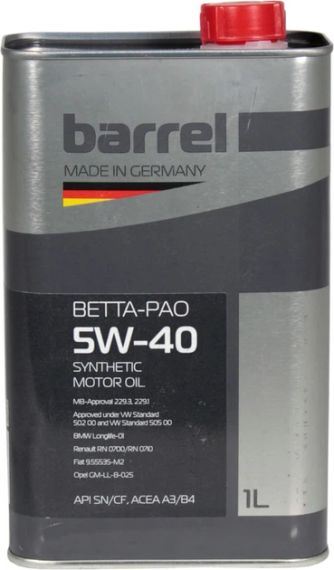 Олива моторна Barrel 5W40 Beta-PAO, 1л, 121012110
