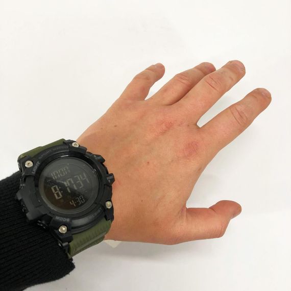 Часы наручные мужские SKMEI 1384AG ARMY GREEN, часы тактические противоударные. Цвет: зеленый | Зображення 6