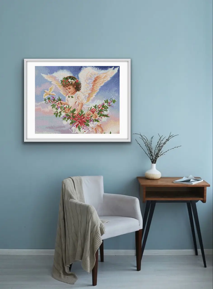 Алмазна мозаїка Ангел у квітах 40х50 см ColorArt  SP036 | Зображення 5