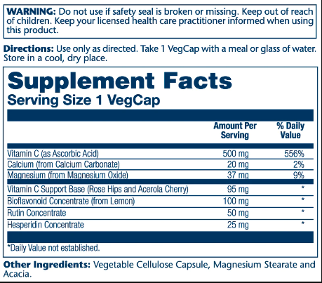 Vitamin C with Bioflavonoid Concentrate 500mg - 100 vcaps | Зображення 1