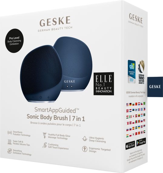 Ультразвукова щітка для тіла та інтенсивний пілінг GESKE Sonic Body Brush&Intensive Exfoliator 7в1 starlight, Синій | Зображення 7