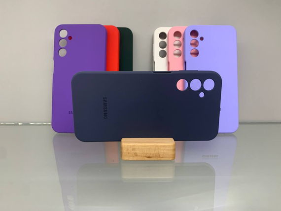 Samsung A24 Протиударний чохол з логотипом софт тач синій