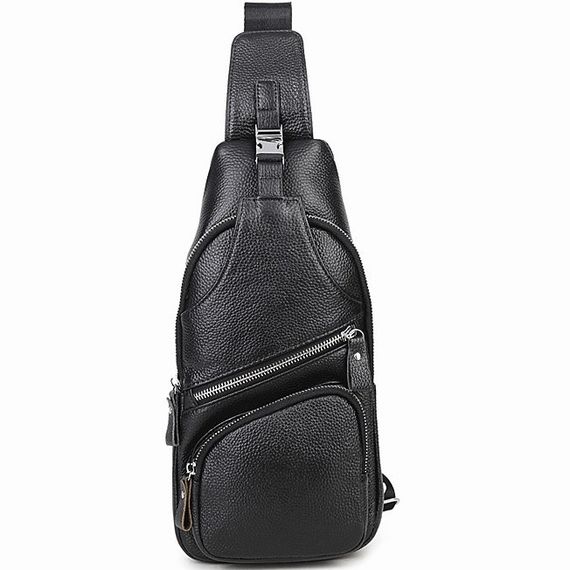 Чоловіча шкіряна сумка-слінг чорна TIDING BAG - MK-96303 | Зображення 1