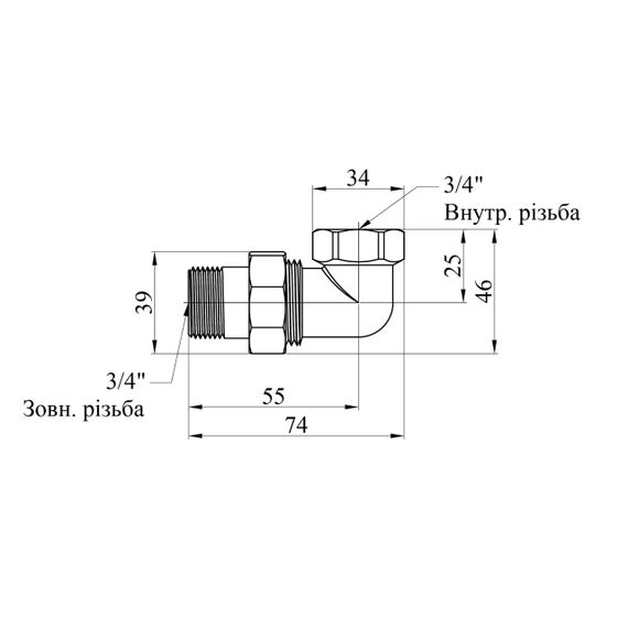 Згін-американка кутова Karro 3/4" ВЗ нікельована KR-3103 | Зображення 1