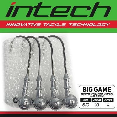 Джиг-головка, Гачки риболовні для силіконових приманок Intech Інтеч Big Game Puncher №6/0 10g 4шт