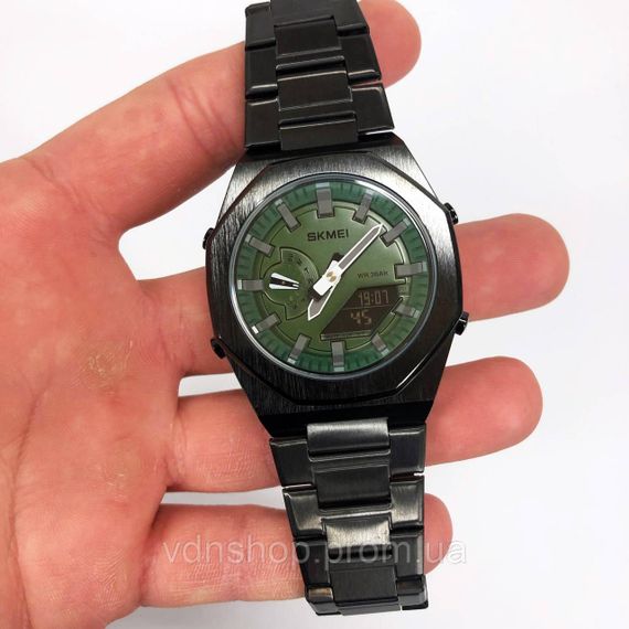 Повседневные кварцевые наручные мужские часы SKMEI 1816BKGNBK Мужские часы стильные для мужчины IA-79 | Зображення 5