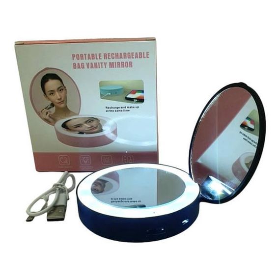 Зеркало круглое с LED подсветкой Portable Rechargeable Черное