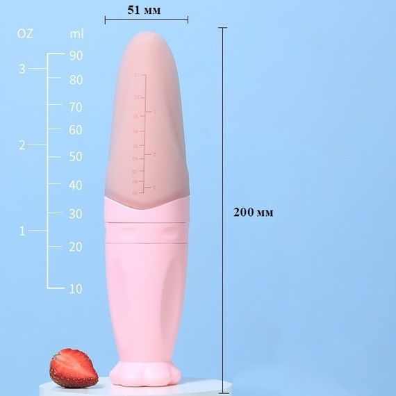 Бутылочка с ложкой силиконовая для кормления Светло-сиреневая BLB26 | Зображення 1
