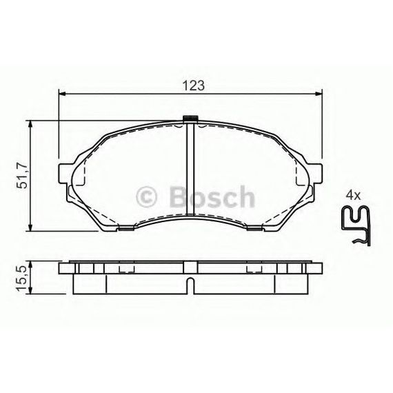 Гальмівні колодки Bosch дискові передні MAZDA 323 1.3i,1.5i,1.6i — 03 0986424610 | Зображення 1