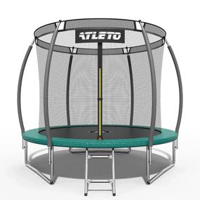 Батут дитячий Atleto 252 см із захисною сіткою та драбиною для дому та дачі зелений 21000803