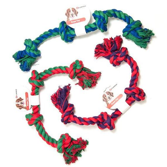 Flamingo (фламинго) cotton bone 4knots игрушка для собак веревочная кость, 4 узла 60 см