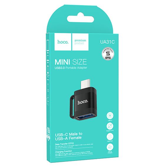Перехідник Hoco UA31C OTG Type-C male to USB female Black | Зображення 1