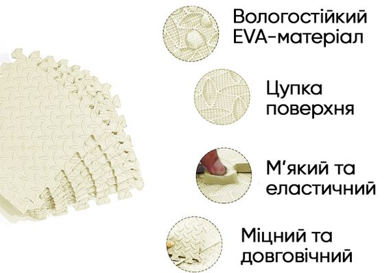 Мат-пазл EasyFit SwallowTail EVA 120х60х1 см татамі ластівчин хвіст Білий (EF-1950-30-W) | Зображення 4