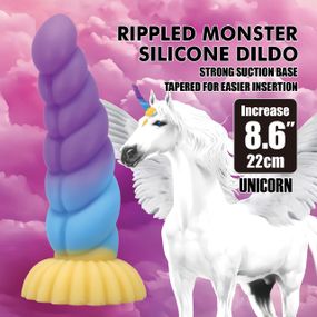 Фалоімітатор силіконовий Power Monsters Unicorn на присосці, різнокольоровий, 22 см Sex Aura