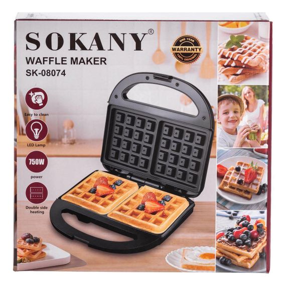 Вафельниця з антипригарним покриттям і подвійним нагріванням для бельгійських вафель 750 Вт Sokany SK-08074 | Зображення 9