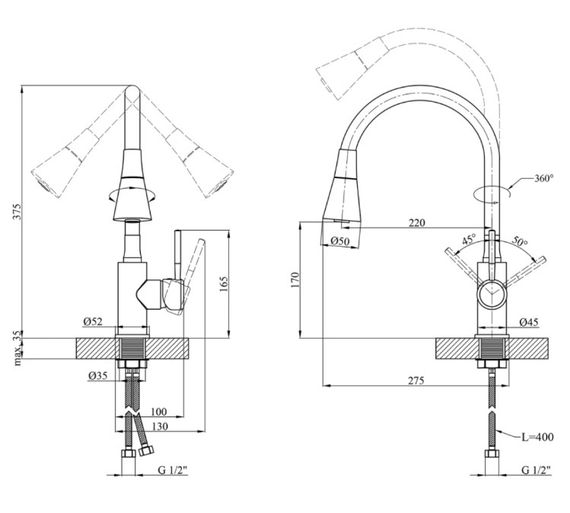 Змішувач для кухні Kroner KRM Kuche - C132WHI (CV033128) | Зображення 1