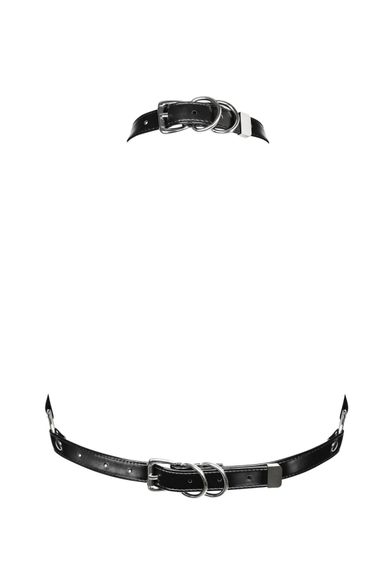 Портупея на груди Obsessive A740 harness black, штучна шкіра | Зображення 1