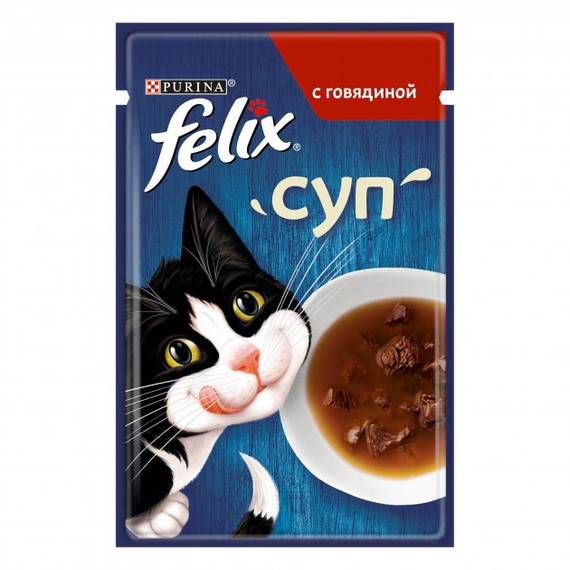 Вологий корм Felix Суп для дорослих котів з яловичиною 120*48 г