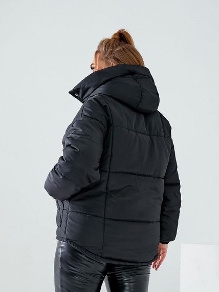 Женская стеганая куртка с капюшоном из плащевки YN7124 размер 42/46, цвет черный | Зображення 5