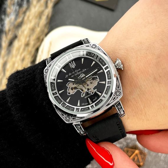 Жіночий годинник Awarder 021-3D Де би не була Silver-Black-Black Leather | Зображення 4