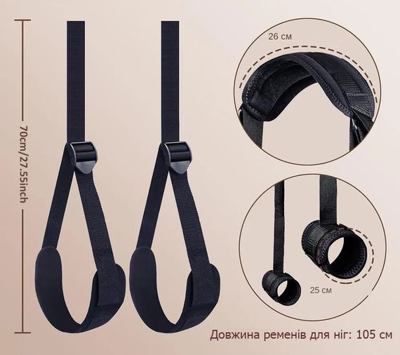 Черный BDSM бондаж для фиксации рук и ног с поддержкой шеи | Зображення 5
