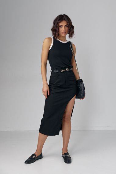 Трикотажная майка с контрастной окантовкой - черный цвет, S (есть размеры) | Зображення 6