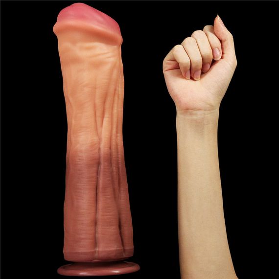 Фаллоимитатор - Dual-Layered Silicone Cock 12" Brown Sex Aura | Зображення 3