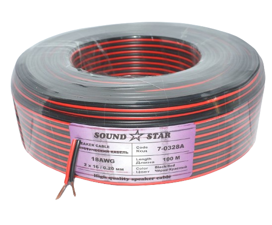 Кабель живлення 2 жили 18AWG 2х0,5мм², CСА, червоно-чорний