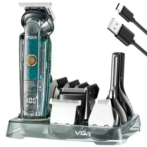 Машинка для стрижки VGR V-102 Green • Професійна акумуляторна машинка VGR V-102 Green для стрижки волосся та бороди з насадками | Зображення 5