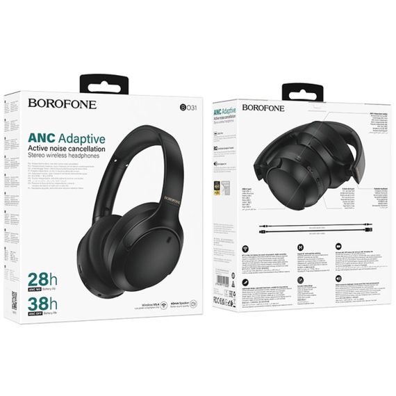Беспроводные наушники BOROFONE BO31 Prestige active noise Reduction BT headphones Black | Зображення 1