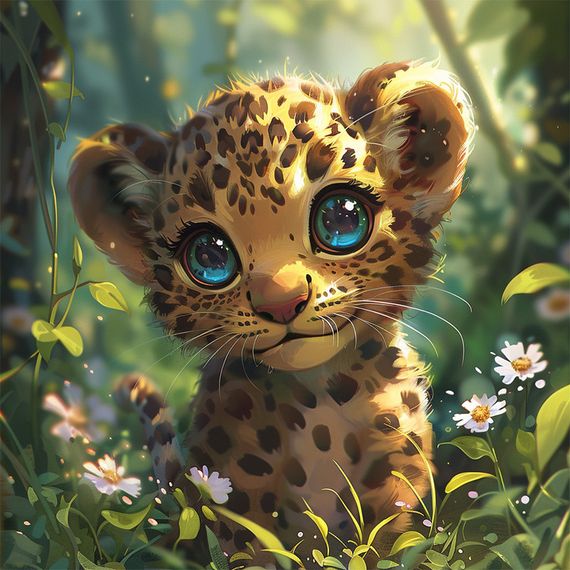 Алмазна мозаїка "Тигреня" BH011 неповна викладка 25х25 см | Зображення 1