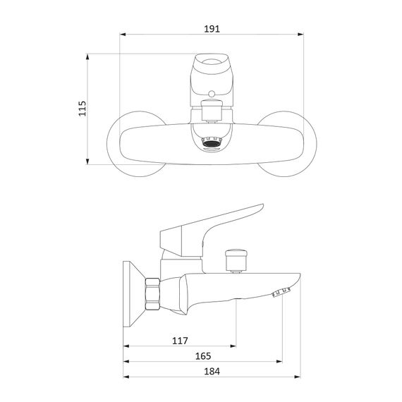 Змішувач для ванни і душа DAMIXA Origin Bit (771000300) | Зображення 1