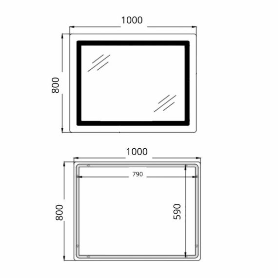Дзеркало Qtap Cardinal (CA2) 1000х800 з LED-підсвіткою Touch, з антизапотіванням, з димером, темп. кольору (3000-6500K) | Зображення 1