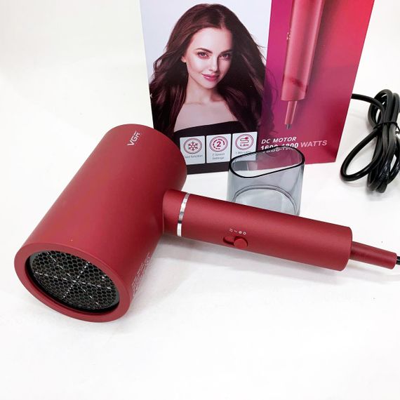 Професійний фен для волосся VGR V-431 потужністю 1600-1800 Вт із режимом холодного повітря. Колір: червоний | Зображення 1