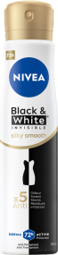 NIVEA Black & White Invisible Антиперспірант-спрей, Silky Smooth 72 години, 250 мл
