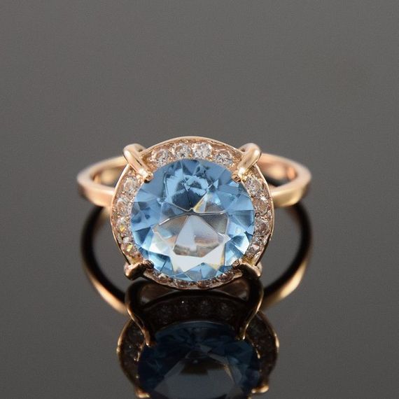 Кольцо из красного золота с большим топазом 18.5 | Зображення 2