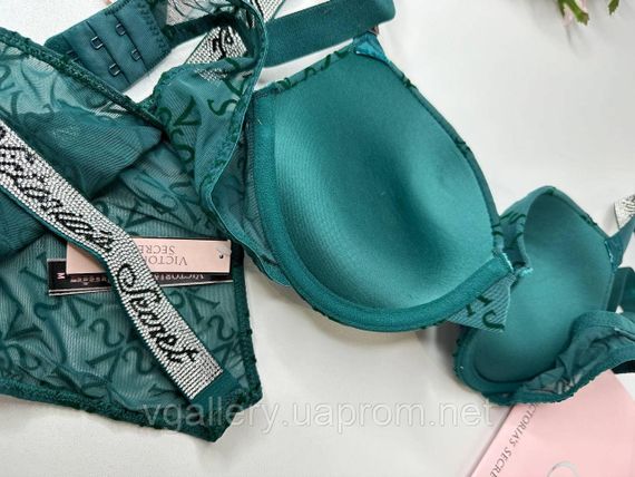 Комплект женского нижнего белья Victoria`s Secret со стразами 75С, Зеленый | Зображення 1
