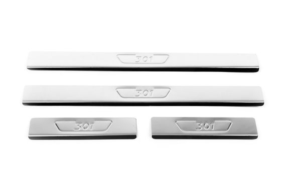 Накладки на пороги OmsaLine (4 шт, нерж) для Peugeot 301 | Зображення 1