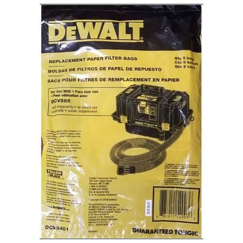 Мішки одноразові паперові для пилососу 5шт DeWALT DCV9401 | Зображення 1
